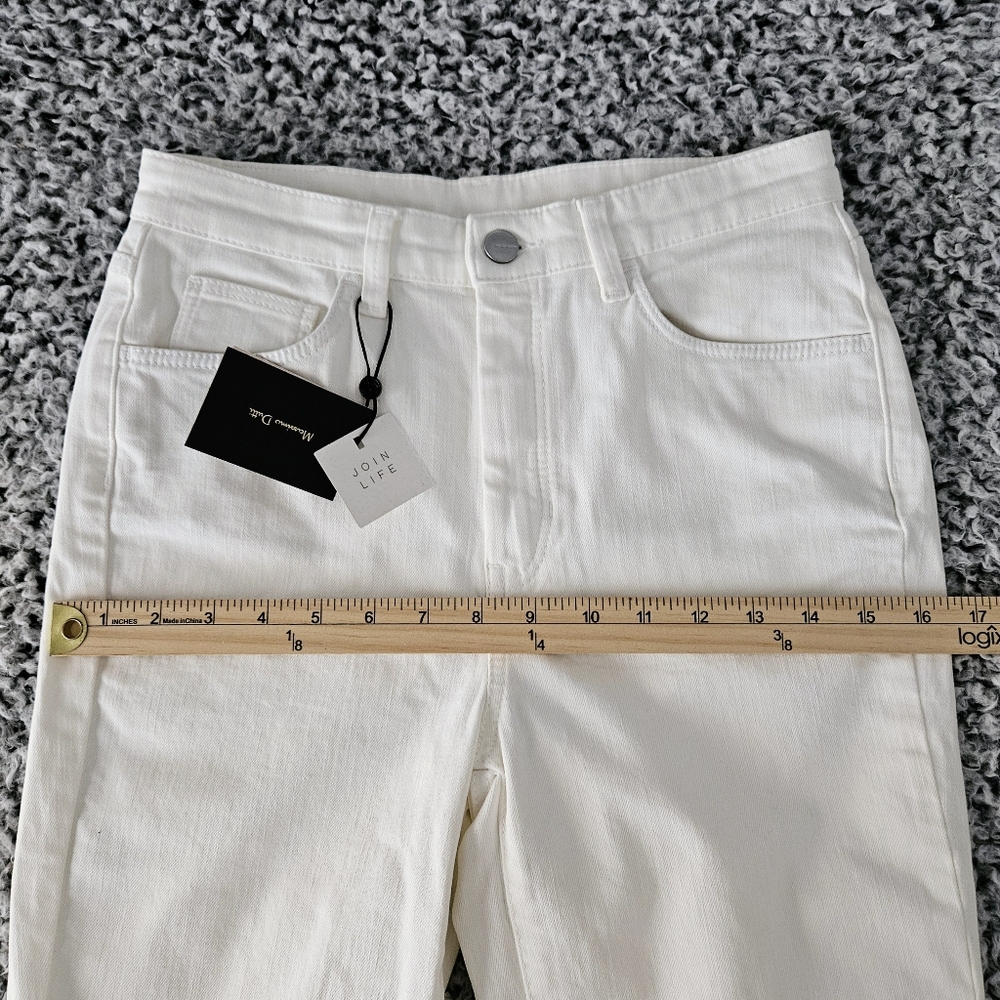 Massimo Dutti White Skinny Flare Jeans US 4 x 34 Long Tall High Rise Boot Cut - Picture 9 of 16